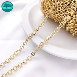 6mm 14k Gold Plated Brass O Chain,Flat Wire O Shape Chain,Necklace Chain,14k gold necklace,simple gold chain,gold chain,Bulk Chain