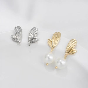 14k Gold Plated Earring Stud,Butterfly Earring Wing Stud With S925 Sterling Silver Needle,Earring Stud with Loop,Wing Earring Stud
