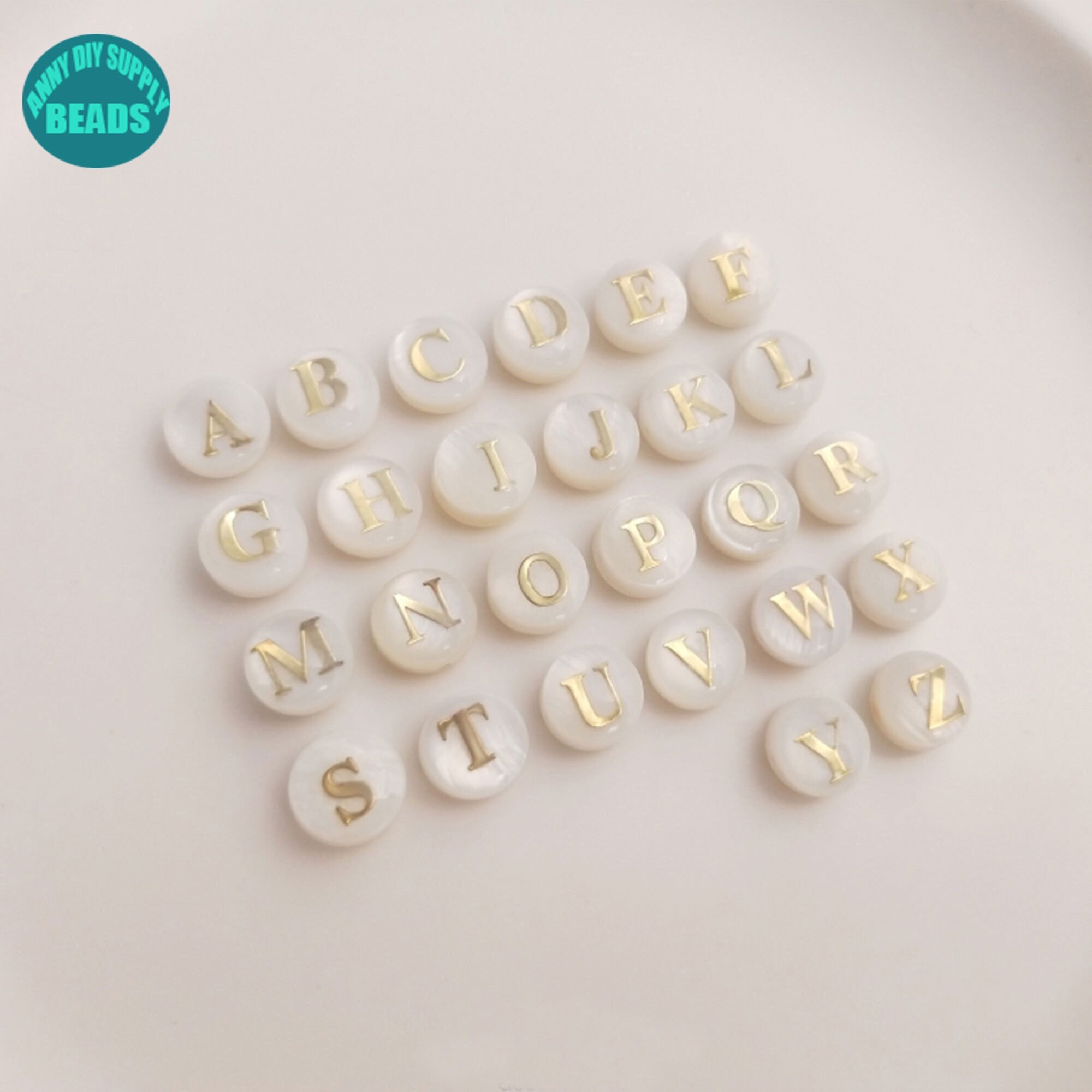 8mm MOP 26 Alphabet Letter Beadss,white Shell letter Beads,Letter Cake beads,Name beads