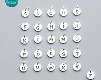 S925 Sterling Silver 26 Alphabet Letter beads,Alphabet Charm Pendant,Monogram Charm