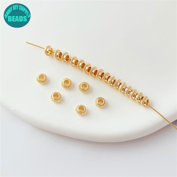 4mm 14k Gold Plated Brass Tiny Bead Spacers gold Rondelle Beads wholesale Beads jewelry Making Beads Etsy Canada