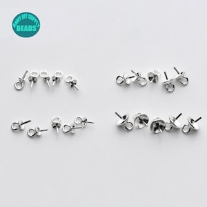 2.5/3/4/5mm S925 Sterling Silver Bead caps with peg,For Half Drilled Beads Bead Caps
