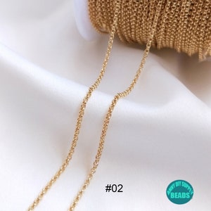 Chaîne plaquée or 14 carats, chaîne de collier, chaîne croisée, chaîne en O, chaîne de bracelet #2 1.5mm