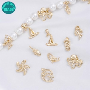 14k Gold Plated Ocean Charm Set,Ocean charms,jewelry charms,Dolphin Charm,Star Charms,Animal Charm,Bracelet charm,Cute Charms