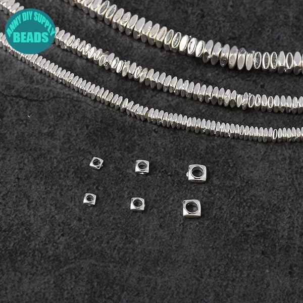 2.6/3/4mm S925 Sterling Silver Cubic beads Spacer,Large hole Silver Spacers beads,Tiny Silver Spacers,Tiny bead For necklace,faceted beads