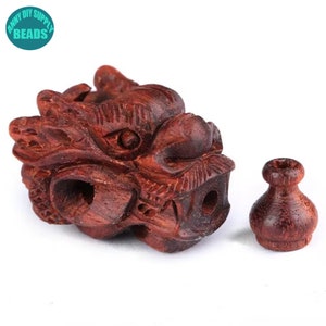 1set Blut Sandelholz Budaha Tee Perlen, Holz Guru Perlen, handgeschnitzte Drachen Guru Perlen, Schmuckperlen Stecker, Mala Armband Drachen Perlen