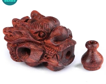 1set Blut Sandelholz Budaha Tee Perlen, Holz Guru Perlen, handgeschnitzte Drachen Guru Perlen, Schmuckperlen Stecker, Mala Armband Drachen Perlen