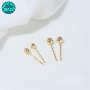 3/4mm 14K Gold Plated Dot Earring Stud,Rubber Dot Earring Stud,DIY Earring Making Supply,Jewelry supply Shop image 3