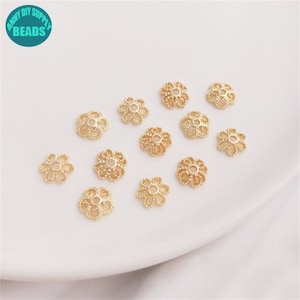 8mm 14k Real Gold Plated Brass Bead Caps,Gold Bead Caps,Flower Bead Caps,Metal Bead Caps,Bead Findings