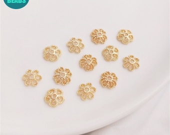 8mm 14k Real Gold Plated Brass Bead Caps,Gold Bead Caps,Flower Bead Caps,Metal Bead Caps,Bead Findings