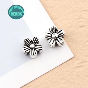 1/2/5/10/20pcs S925 Sterling Silver Flower beads,Earring Pendant,Bracelet Beads,Jewelry making Supply,Sterling Silver Bead spacer