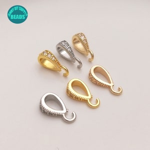 1/5/10/20PCS Gold Plated Brass Pinch Bails,Pendant Bails,Pinch Bails With Open Ring,Pendant Holder,Gold Pinch Bails