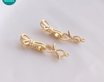14K Gold plated Bow Clasp,Hook Clasp,hook and eye clasp