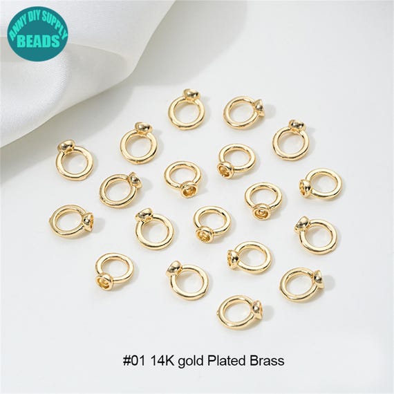 14K Gold Plated Pig Nose Ring Connector: 7.5mm Jewelry End