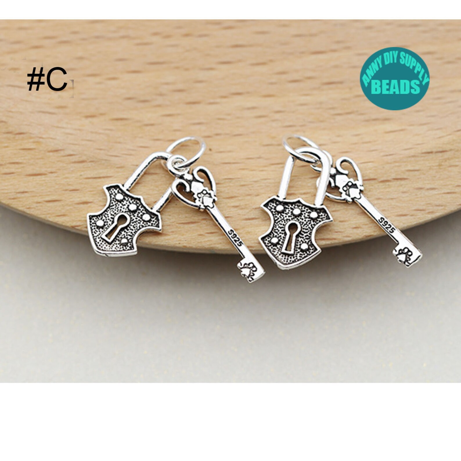 S925 Sterling Silver Charmsantique Silver Key Charmsbracelet Etsy Sweden