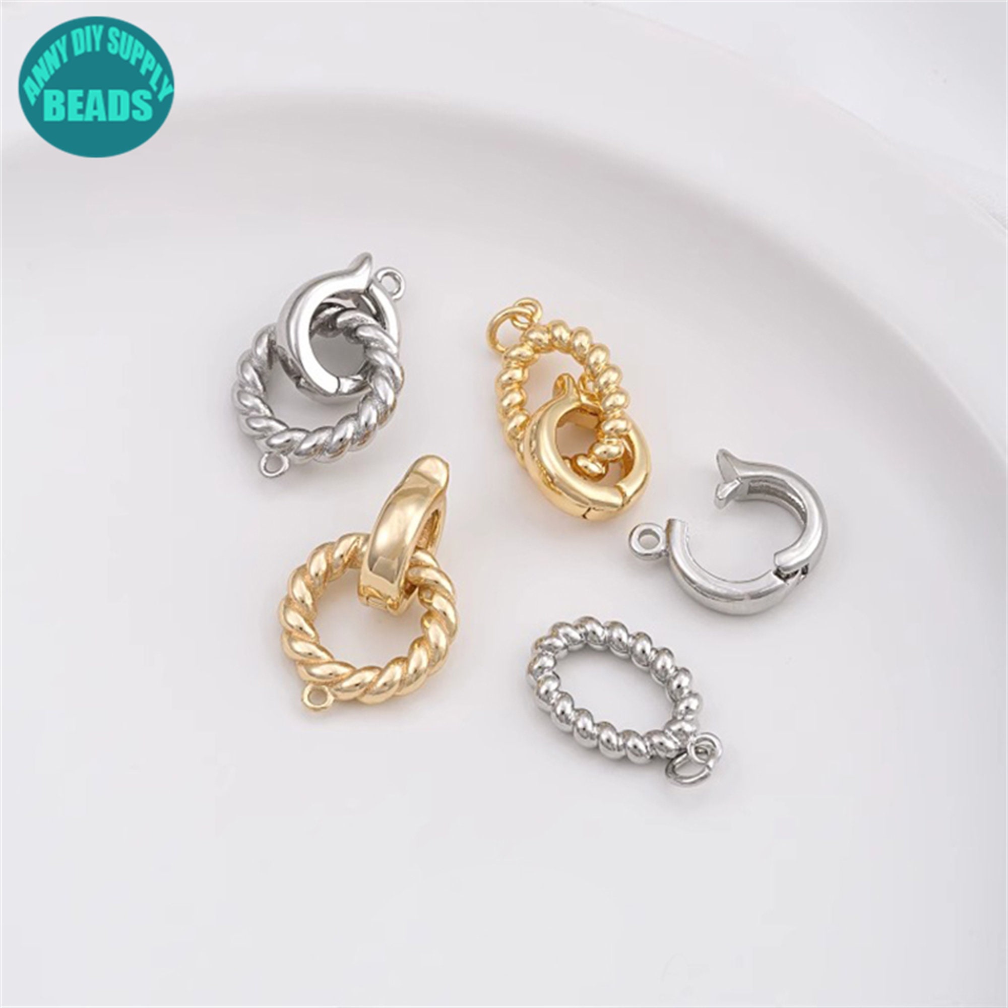 Anneaux plaqués or 14 carats, connecteur torsadé fermé (100 pièces) - France