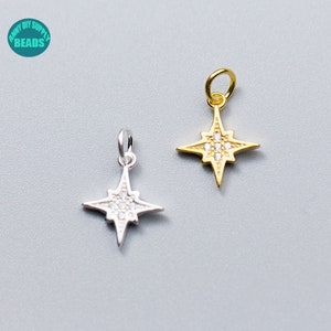 S925 sterling zilveren Poolster charme, CZ charme, armband hanger, kleine zilveren charme