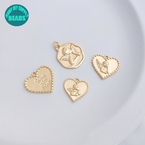 14k Vergoldet Engel Anhänger,Herz Anhänger,Halskette Anhänger,Engel Schmuck Anhänger,Herz Schmuck