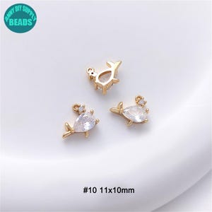Juego de dijes de océano chapados en oro de 14 k, dijes de océano, dijes de joyería, dijes de mar, dije de animal, dije de pulsera, colgante de pendiente #10