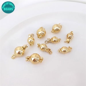 6/8mm 14K pozłacane zapięcie perłowe Rould, pozłacane zapięcie pudełkowe, zapięcie perłowe, wysuwane zapięcie, zapięcie na naszyjnik