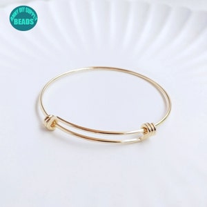 1/5/10 pcs 14K Real Gold Plated Adjustable Bangle,Simple Gold Bangle image 1