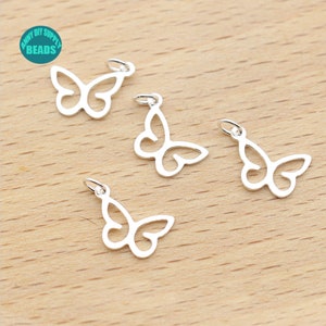 1/2/4/10/20PCS Sterling Silver Butterfly Charm,Animal Charm,Small Silver Charm Pendant,earring Charm,Tiny silver Charm