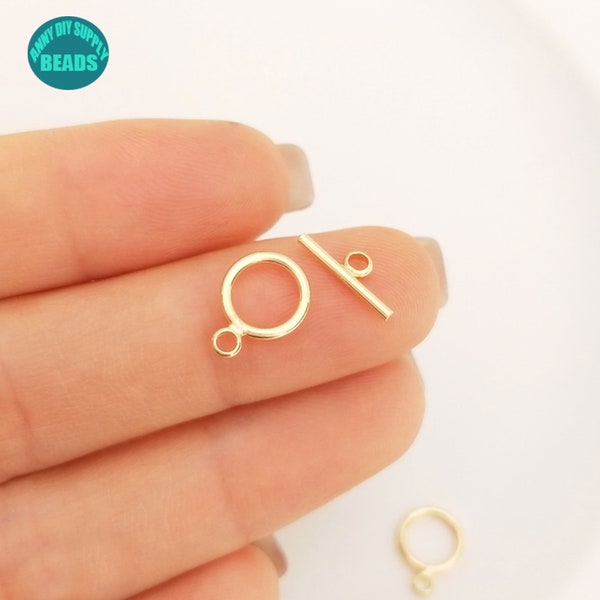 1/2/4/10/20 Set 14KGold Plated Brass Toggle Clasp,simple Gold plated Toggle Clasp,Mini OT Clasp
