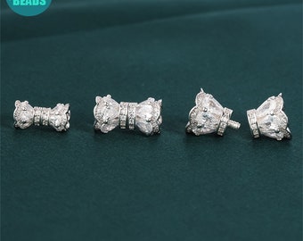 S925 Sterling Silver Screw clasp,Necklace Screw Clasp,CZ paved Screw Clasp,Pearl Necklace clasp