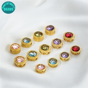 14k Gold Plated Brass CZ Beads,10/11/13mm Cake Beads,Focal Beads,Bracelet Beads,Multi Hole Cake Beads,Jewelry making Supply