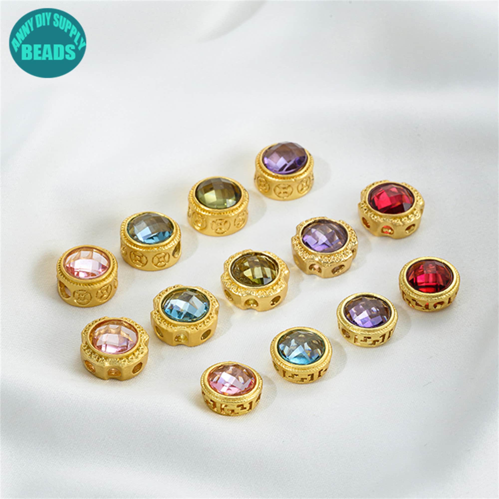 アクセサリー NUMBERING #5401 14k gold plated brass,CZ 14k Gold Plated Brass CZ Beads,10/11/13mm Cake Beads,focal