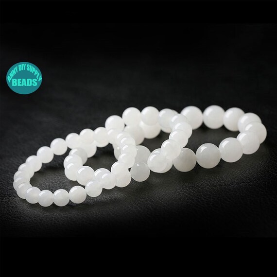 本物の天然青海和田ホワイトネフライト翡翠ビーズブレスレット