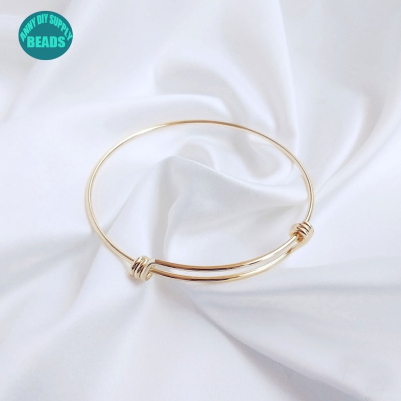 1/5/10 pcs 14K Real Gold Plated Adjustable Bangle,Simple Gold Bangle image 3