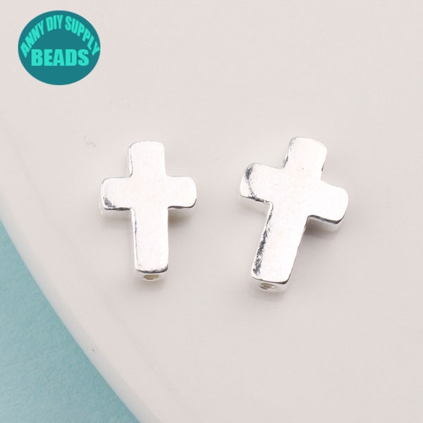 1/2/5/10PCS S925 Sterling Silver Cross beads,bracelet Spacer beads,Silver Beads,Focal Beads