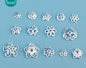 10 tappi per perline in argento sterling S925, tappi per perline da 6 mm a 11 mm