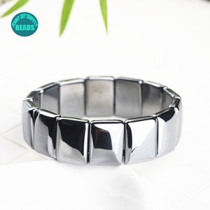 Bracciale largo con pietre preziose Terahertz naturali autentiche, bracciale con pietre energetiche, bracciale con pietre preziose