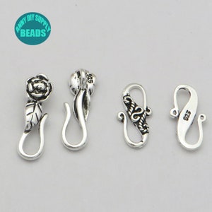 2/5/10PCS S925 Sterling Silver clasps,macrame Bracelet Clasp,Sterling Silver Hook Clasp