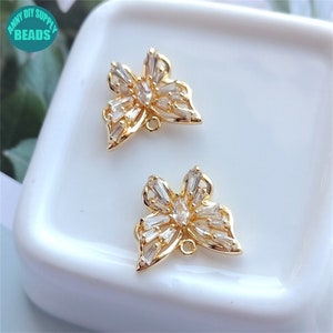 14k Real Gold Plated Butterfly Charm,Gold Plated Charm,Butterfly Pendant,Butterfly Necklace pendant,Bracelet charm,Gold Charm,CZ Paved Charm