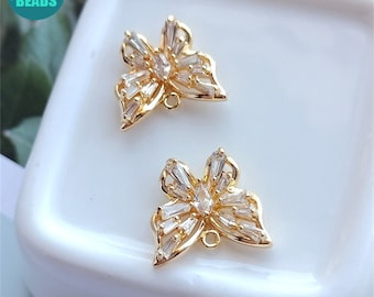 14k Gold Plated Butterfly Charm:CZ Animal Charm