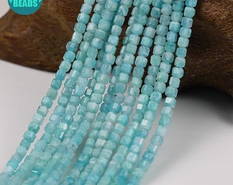 2mm A Grade Faceted Cubic Amazonite Beads,Blue Gemstone Beads,Tiny Faceted beads,Cubic Gemstone beads,Full Strand 15inch
