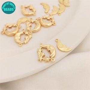 14k Real Gold Plated Moon Charm,Moon Face,Crescent Moon Charm,Moon Face Pendant,moon and star charm,Necklace Pendant,Bracelet connector