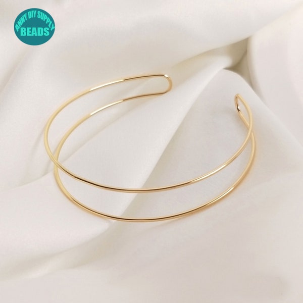 1/5/10 pcs 14K Real Gold plated Double layer Base Bracelet Cuff,8mm wide bracelet Wire Cuff