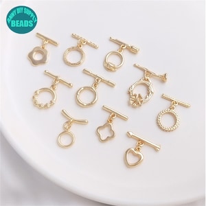 14k ゴールドメッキ トグルクラスプ、ジュエリークラスプ、OT クラスプ、小さなトグルクラスプ、ネックレスクラスプ