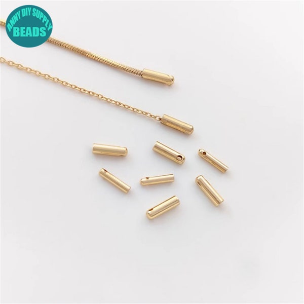 14K Gold plated Cord End Caps,End caps,Cord ends,necklace end caps,gold end cap,Chain End Caps,1.5mm 2.0mm Tube Chain Closure