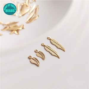 14K Gold Plated Leaf Charm,Tiny Cute Leaf Charm pendant,Leaf Tag Pendant,Tag Charm