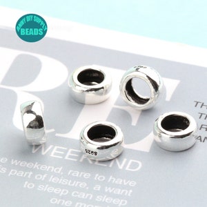 2/10/20PCS S925 Sterling Silver Donut beads,bracelet Spacer beads,Silver Beads spacer,7.9mm Silver Donut Beads