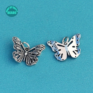 1/4PCS Sterling Silver Butterfly Charm,Animal Charm,Small Silver Charm Pendant,Butterfly Charm