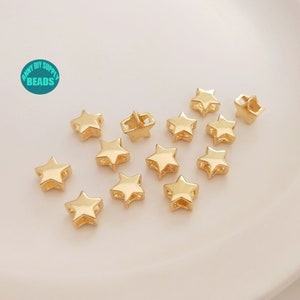 10/20/50PCS 14K Real Gold Plated Star Beads,Gold Plated Beads,Tiny Star beads,8mm