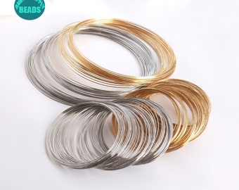 14K Real Gold Plated Stainless Steel Memory Wire,0.6mm Wire,55mm/60mmx20 Loops