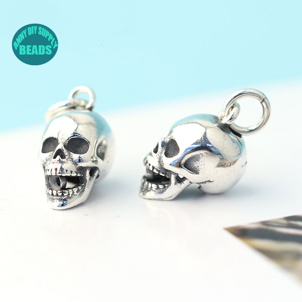 1/2/4PCS S925 Sterling Silver Skull pendant,Skull head necklace pendant