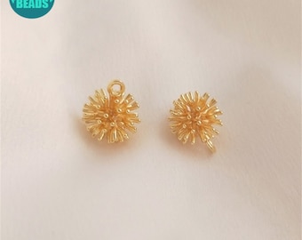 14K Gold Plated Sea urchin Charm,Sea Animal Charm,Earring Pendant,10mm